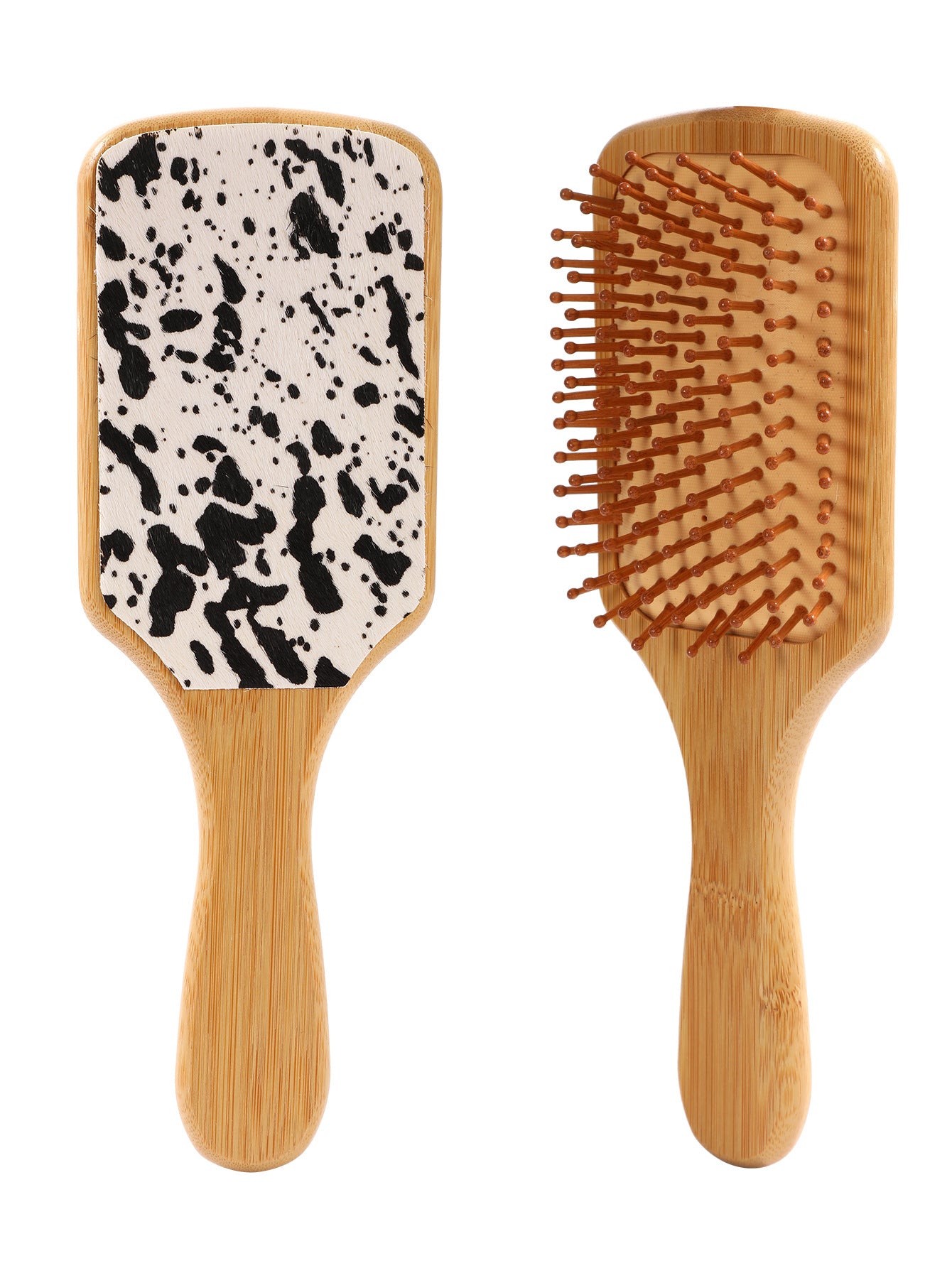 Wholesale Bamboo Real Leather Cow Retro Western Cowboy Style Air Cushion Comb Airbag Comb Meridian Massage Comb Hairdressing Comb